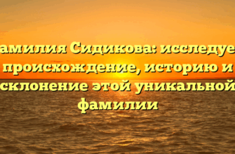 Фамилия Сидикова: исследуем происхождение, историю и склонение этой уникальной фамилии