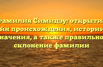 Фамилия Симидзу: открытие тайн происхождения, истории и значения, а также правильное склонение фамилии