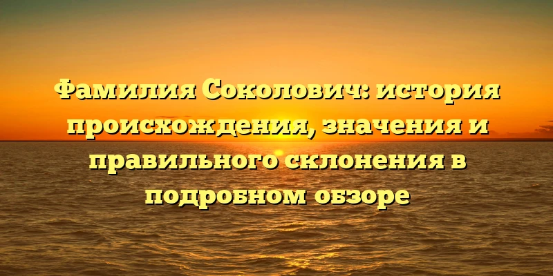 Фамилия Соколович: история происхождения, значения и правильного склонения в подробном обзоре Фамилия Соколович: история происхождения, значения и правильного склонения в подробном обзоре