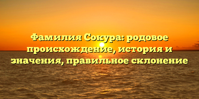 Фамилия Сокура: родовое происхождение, история и значения, правильное склонение