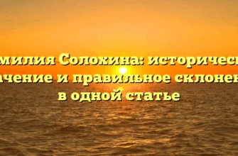 Фамилия Солохина: историческое значение и правильное склонение в одной статье Фамилия Солохина: историческое значение и правильное склонение в одной статье