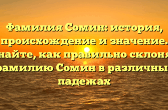 Фамилия Сомин: история, происхождение и значение. Узнайте, как правильно склонять фамилию Сомин в различных падежах