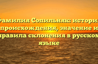 Фамилия Сопильняк: история происхождения, значение и правила склонения в русском языке
