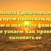Фамилия Средневековые: исследуем происхождение, историю и значение фамилии, а также узнаем как правильно склонять ее