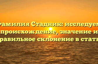 Фамилия Стадник: исследуем происхождение, значение и правильное склонение в статье