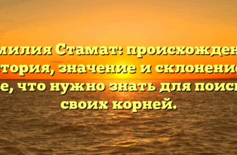 Фамилия Стамат: происхождение, история, значение и склонение — все, что нужно знать для поиска своих корней.