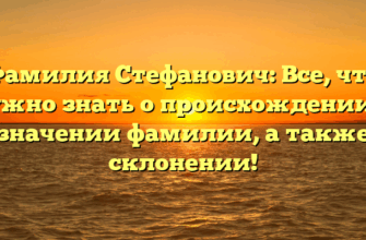 Фамилия Стефанович: Все, что нужно знать о происхождении и значении фамилии, а также склонении!