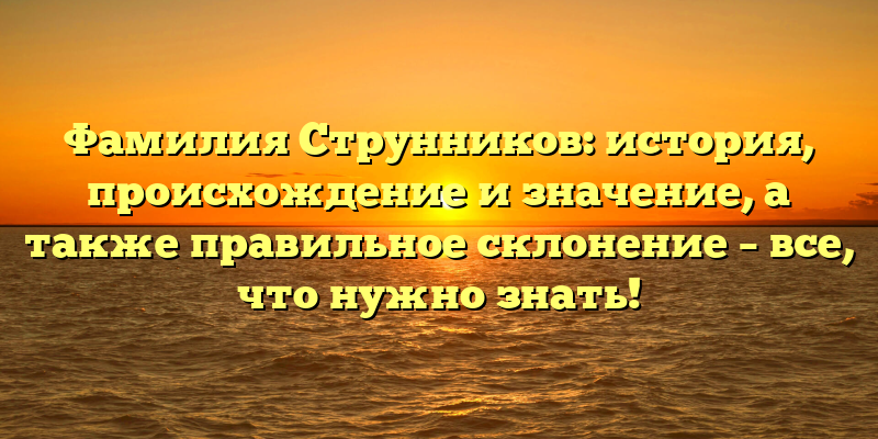 Фамилия Струнников: история, происхождение и значение, а также правильное склонение – все, что нужно знать!