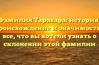 Фамилия Тарабара: история, происхождение и значимость – все, что вы хотели узнать о склонении этой фамилии