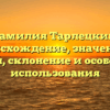 Фамилия Тарлецкий: происхождение, значения и история, склонение и особенности использования