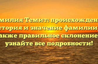 Фамилия Темит: происхождение, история и значение фамилии, а также правильное склонение — узнайте все подробности!