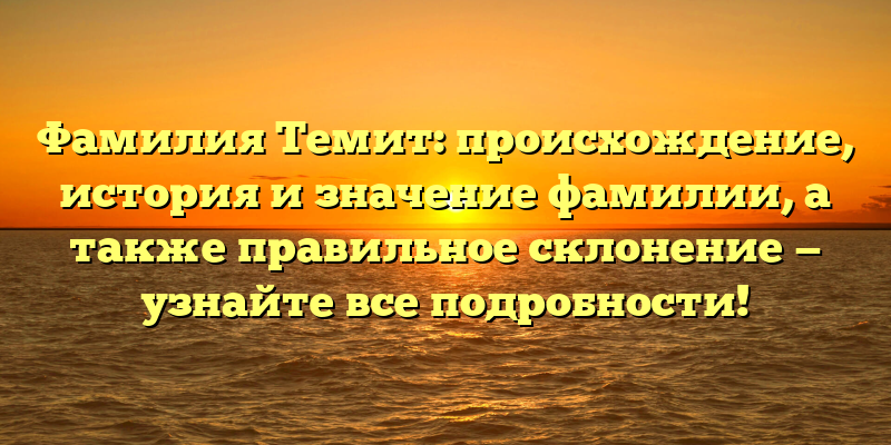Фамилия Темит: происхождение, история и значение фамилии, а также правильное склонение — узнайте все подробности!
