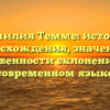 Фамилия Темме: история происхождения, значения и особенности склонения в современном языке