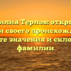 Фамилия Терлов: открытие истории своего происхождения и узнайте значения и склонение фамилии