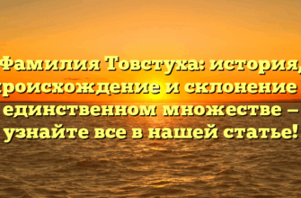 Фамилия Товстуха: история, происхождение и склонение в единственном множестве — узнайте все в нашей статье!