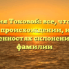 Фамилия Токовой: все, что нужно знать о происхождении, истории и особенностях склонения этой фамилии