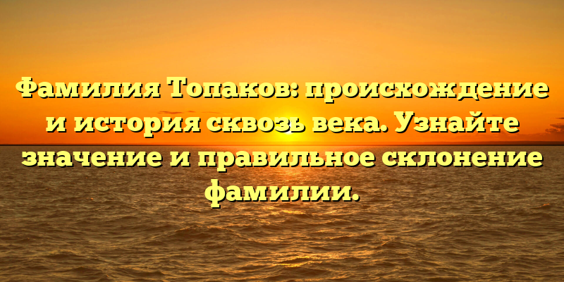 Фамилия Топаков: происхождение и история сквозь века. Узнайте значение и правильное склонение фамилии.