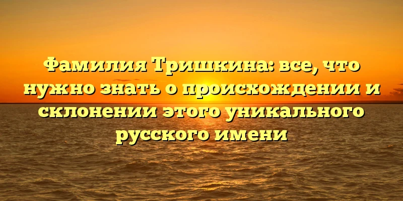Фамилия Тришкина: все, что нужно знать о происхождении и склонении этого уникального русского имени Фамилия Тришкина: все, что нужно знать о происхождении и склонении этого уникального русского имени