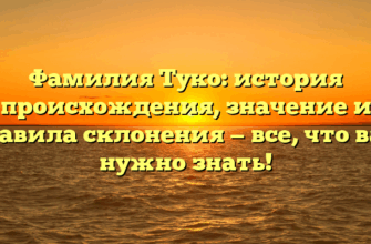 Фамилия Туко: история происхождения, значение и правила склонения — все, что вам нужно знать!