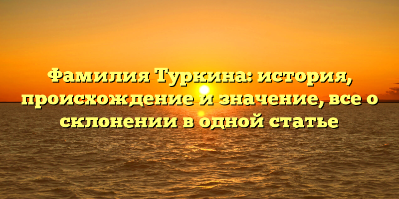 Фамилия Туркина: история, происхождение и значение, все о склонении в одной статье