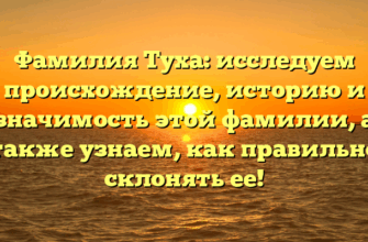 Фамилия Туха: исследуем происхождение, историю и значимость этой фамилии, а также узнаем, как правильно склонять ее!