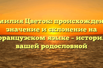 Фамилия Цветок: происхождение, значение и склонение на французском языке – история вашей родословной