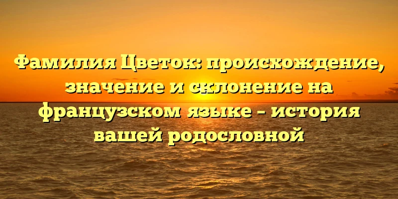Фамилия Цветок: происхождение, значение и склонение на французском языке – история вашей родословной Фамилия Цветок: происхождение, значение и склонение на французском языке – история вашей родословной