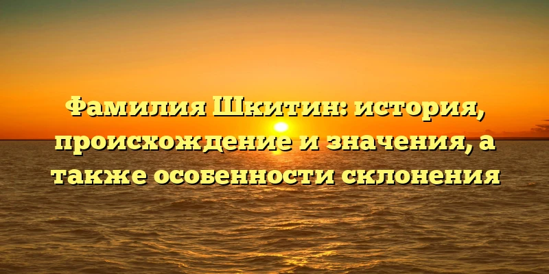 Фамилия Шкитин: история, происхождение и значения, а также особенности склонения Фамилия Шкитин: история, происхождение и значения, а также особенности склонения