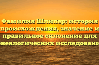 Фамилия Шлипер: история происхождения, значение и правильное склонение для генеалогических исследований