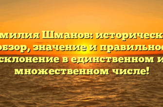 Фамилия Шманов: исторический обзор, значение и правильное склонение в единственном и множественном числе!