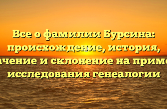Все о фамилии Бурсина: происхождение, история, значение и склонение на примере исследования генеалогии