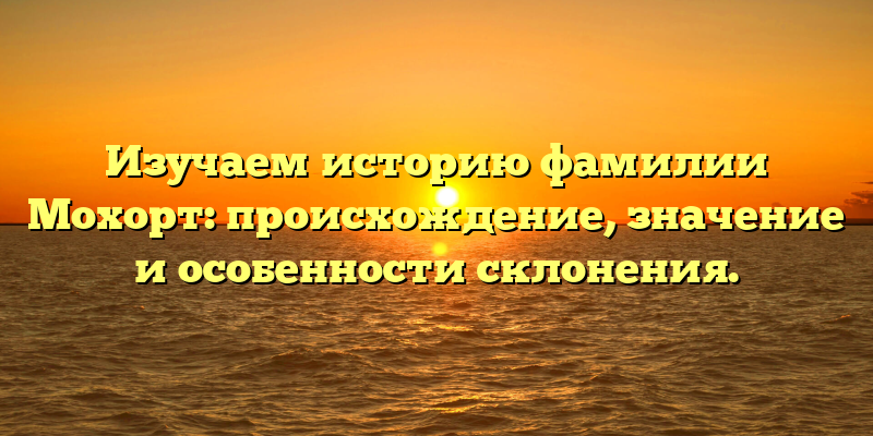 Изучаем историю фамилии Мохорт: происхождение, значение и особенности склонения.
