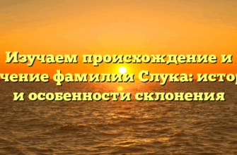 Изучаем происхождение и значение фамилии Слука: история и особенности склонения