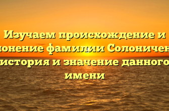 Изучаем происхождение и склонение фамилии Солониченко: история и значение данного имени