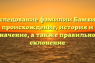 Исследование фамилии Бамбиза: происхождение, история и значение, а также правильное склонение