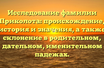 Исследование фамилии Приколота: происхождение, история и значения, а также склонение в родительном, дательном, именительном падежах.