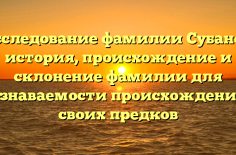 Исследование фамилии Субанов: история, происхождение и склонение фамилии для узнаваемости происхождения своих предков