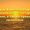 Исследуем Фамилию Парцвания: происхождение, история и значение, а также правильное склонение