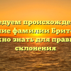 Исследуем происхождение и значение фамилии Бритов: все, что нужно знать для правильного склонения