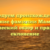 Исследуем происхождение и значение фамилии Мамулин: исторический обзор и правильное склонение