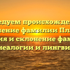 Исследуем происхождение и значение фамилии Пламс: история и склонение фамилии для генеалогии и лингвистики.