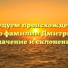 Исследуем происхождение и историю фамилии Дмитриевская: значение и склонение