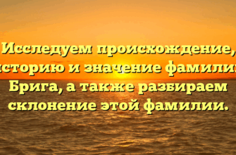 Исследуем происхождение, историю и значение фамилии Брига, а также разбираем склонение этой фамилии.