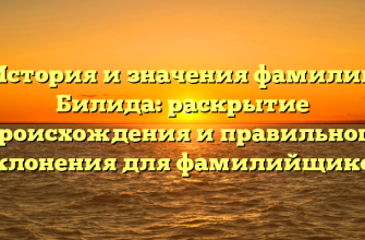 История и значения фамилии Билида: раскрытие происхождения и правильного склонения для фамилийщиков