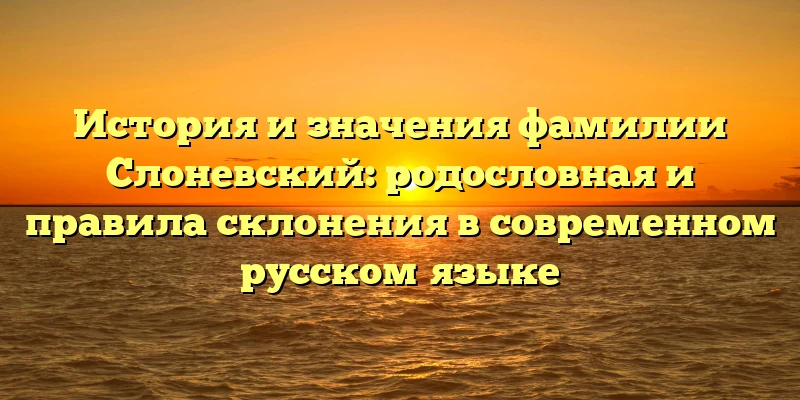 История и значения фамилии Слоневский: родословная и правила склонения в современном русском языке История и значения фамилии Слоневский: родословная и правила склонения в современном русском языке