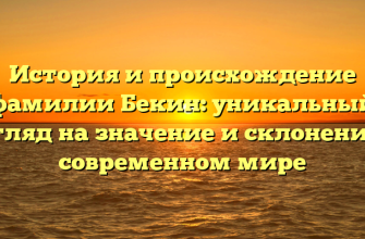 История и происхождение фамилии Бекин: уникальный взгляд на значение и склонение в современном мире