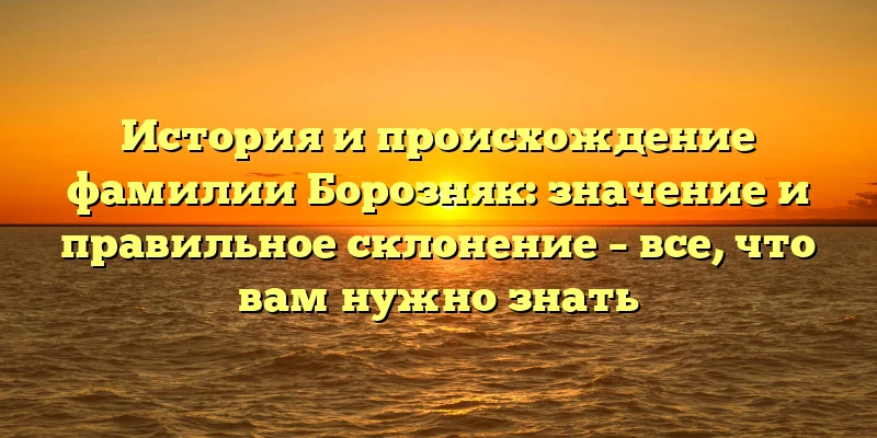 История и происхождение фамилии Борозняк: значение и правильное склонение – все, что вам нужно знать История и происхождение фамилии Борозняк: значение и правильное склонение – все, что вам нужно знать