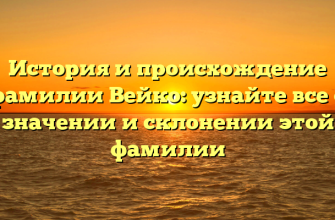 История и происхождение фамилии Вейко: узнайте все о значении и склонении этой фамилии