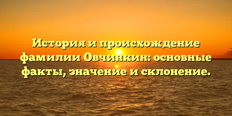 История и происхождение фамилии Овчинкин: основные факты, значение и склонение. История и происхождение фамилии Овчинкин: основные факты, значение и склонение.