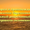 История и происхождение фамилии Перешивкин: уникальный родословный путь и правила склонения
